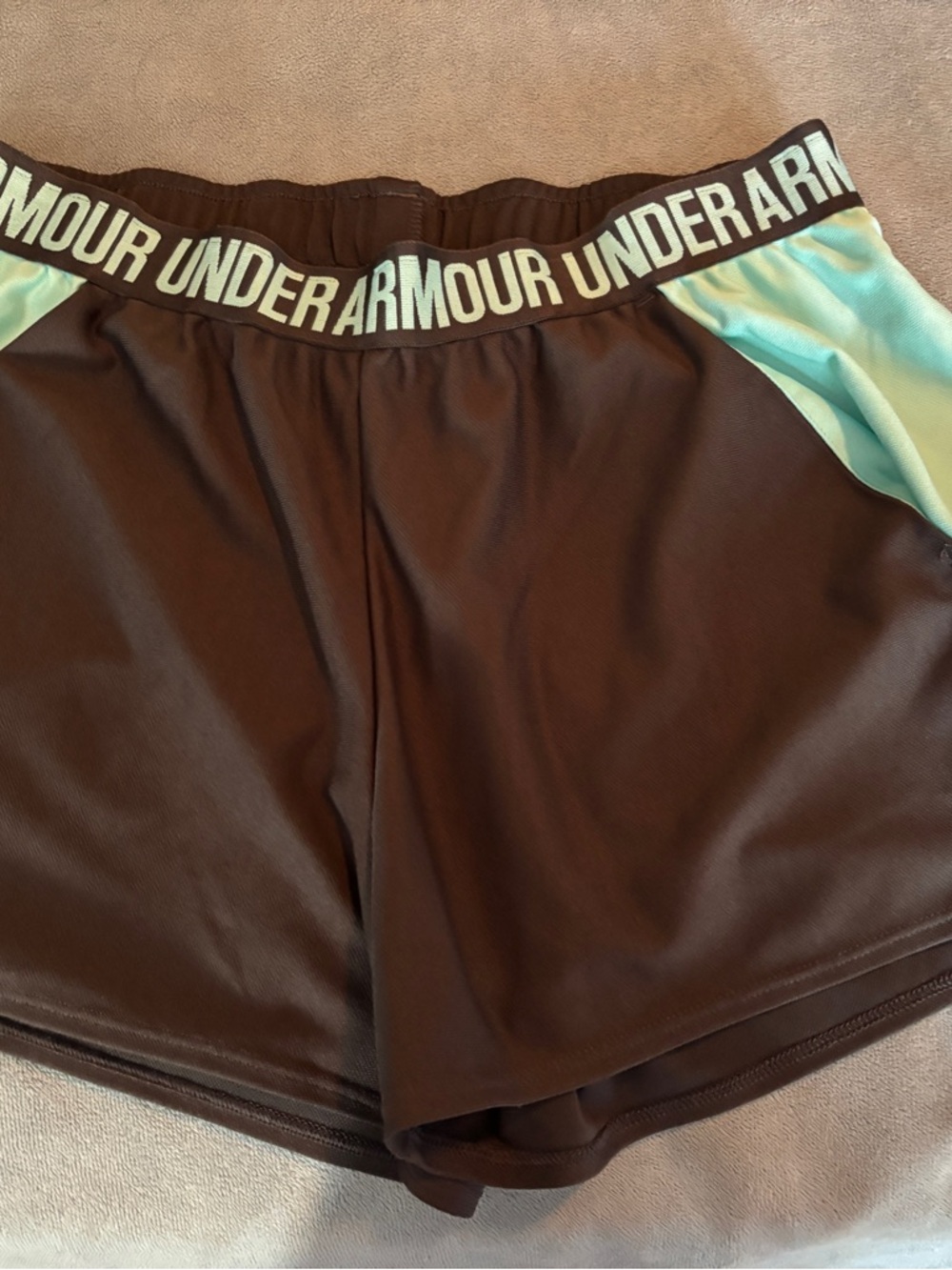 Under Armour Women's Brown Athletic Shorts with Mint Accents